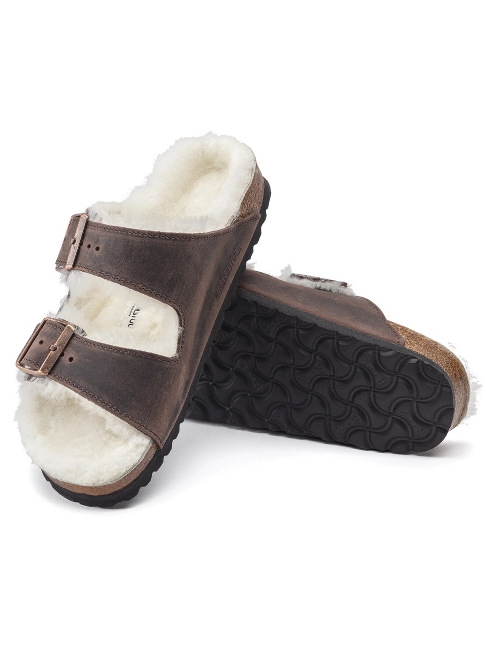 Like new! Birkenstock shearling sandal waxed leather size women 6-6.5 men 4-4.5